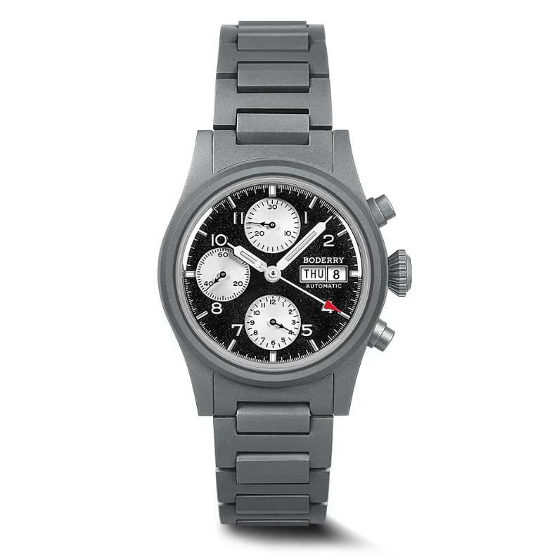 LANDMASTER Chronograph – Titanium Automatic Tritium Field Watch | Reverse Panda-bracelet