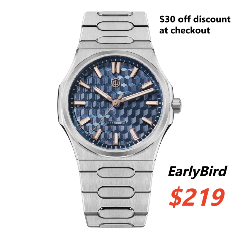 Watchdives Premier WD0016B Square-Block Faceted Dial Original Design